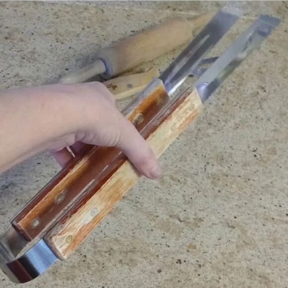 VTG 5 Piece Wooden Handle Kitchen BBQ Serving Utensils Bundle - Picture 12 of 14